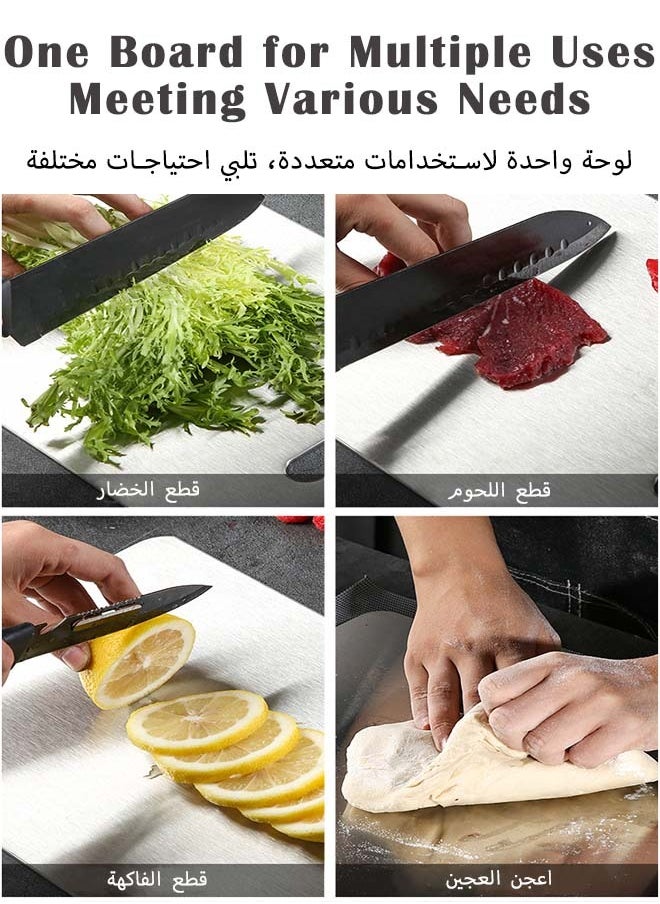 Arabest 304 Stainless Steel Cutting Board, Titanium Kitchen Chopping Board, Double-Sided Non-Slip Cutting Board for Meat, Cheese, Fruit, Vegetables, Dishwasher Safe(Size: 39 X 28 CM)  - Image 3