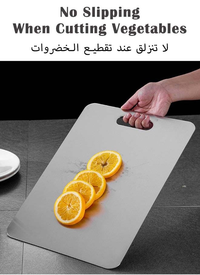 Arabest 304 Stainless Steel Cutting Board, Titanium Kitchen Chopping Board, Double-Sided Non-Slip Cutting Board for Meat, Cheese, Fruit, Vegetables, Dishwasher Safe(Size: 39 X 28 CM)  - Image 5