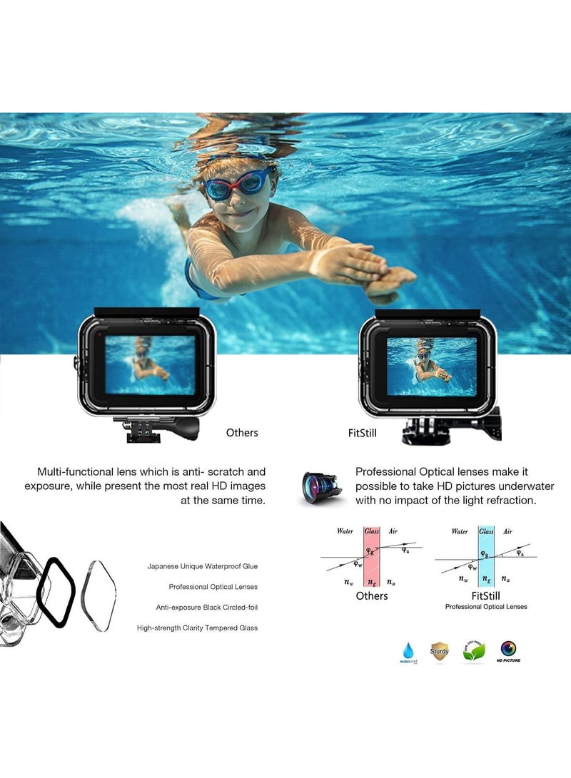 Soofam Underwater Waterproof Diving Housing for Go Pro Hero 13/12/11/10/9 Black,60M/196FT Protective Underwater Diving Housing Shell Accessories (Hero 13/12/11/10/9 Black) - Image 3