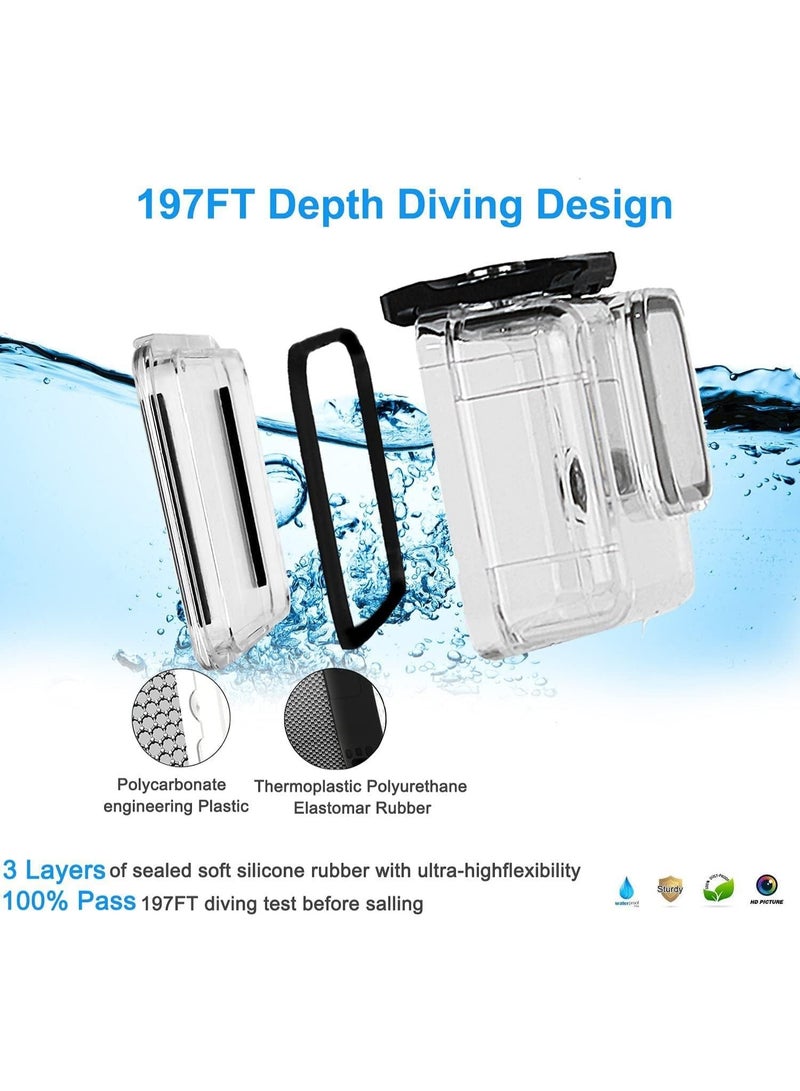 Soofam Underwater Waterproof Diving Housing for Go Pro Hero 13/12/11/10/9 Black,60M/196FT Protective Underwater Diving Housing Shell Accessories (Hero 13/12/11/10/9 Black) - Image 4