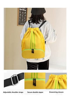 Y&D Drawstring Backpack Bag Gym Sack String Men Women Basketball Bundle Pocket Student School Football Storage Large Capacity Fitness Dark Yellow S/L  - Image 3
