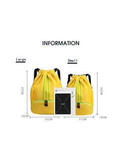 Y&D Drawstring Backpack Bag Gym Sack String Men Women Basketball Bundle Pocket Student School Football Storage Large Capacity Fitness Dark Yellow S/L  - Image 2