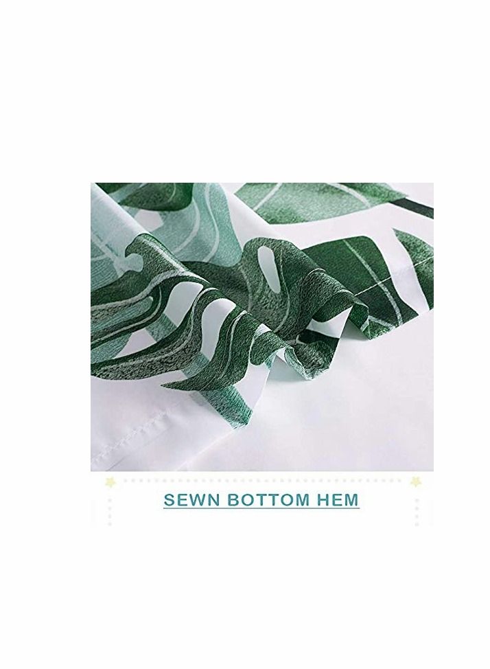 Shower Curtains for Bathroom - Tropical Leaves Plant on White Background Odorless Curtain Showers and Bathtubs, 72 x inches Long, Hooks Included - Image 2