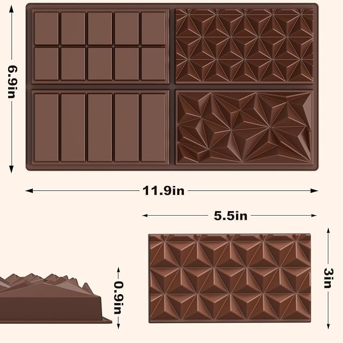 Husaini Mart HUSAINI MART Multicolour 2 Set 1 Piece Dubai Chocolate MouldDeep with 1 SpatulaMix Diamond Square Cube Shapesfor Pistachio Paste and Praline Chocolate Candy Biscuit DIY Valentine kunafa  - Image 3