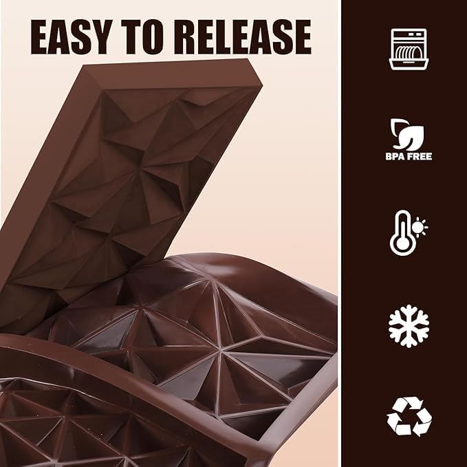 Husaini Mart HUSAINI MART Multicolour 2 Set 1 Piece Dubai Chocolate MouldDeep with 1 SpatulaMix Diamond Square Cube Shapesfor Pistachio Paste and Praline Chocolate Candy Biscuit DIY Valentine kunafa  - Image 5