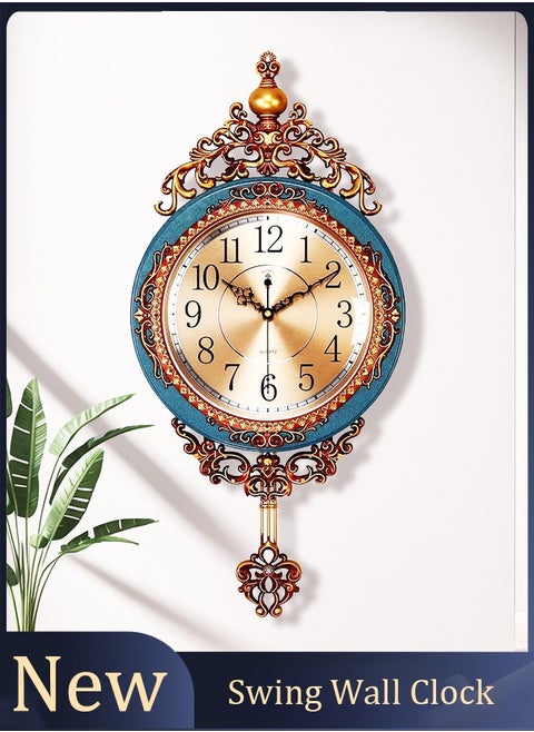Vintage-style Swaying Wall Clock with European Retro Patterns - Timepiece for Classical Decor