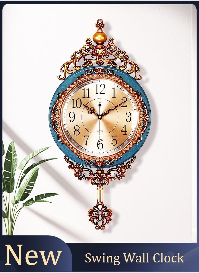 Vintage-style Swaying Wall Clock with European Retro Patterns - Timepiece for Classical Decor