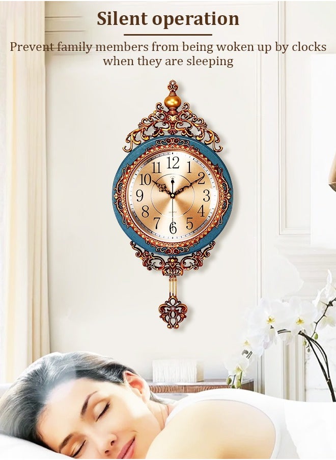 Vintage-style Swaying Wall Clock with European Retro Patterns - Timepiece for Classical Decor