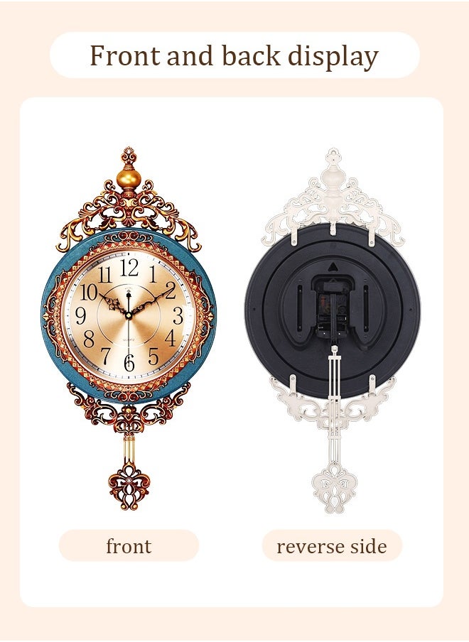 Vintage-style Swaying Wall Clock with European Retro Patterns - Timepiece for Classical Decor