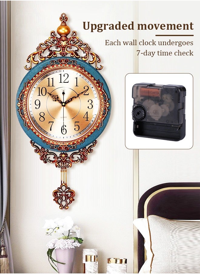 Vintage-style Swaying Wall Clock with European Retro Patterns - Timepiece for Classical Decor