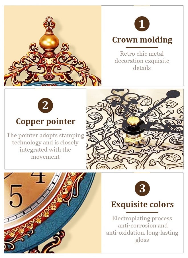 Vintage-style Swaying Wall Clock with European Retro Patterns - Timepiece for Classical Decor