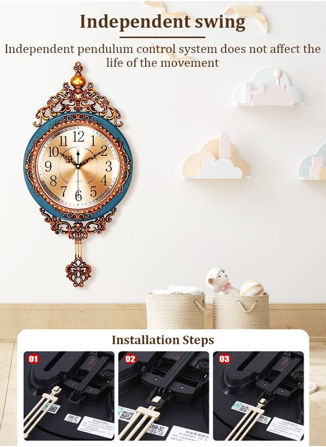 Vintage-style Swaying Wall Clock with European Retro Patterns - Timepiece for Classical Decor
