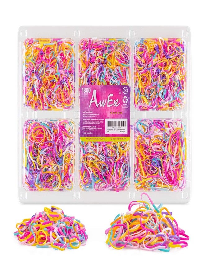 AwEx Color Elastic Hair Bands,Kids and Girls Hair Ties 1800 pcs Hair Rubber Bands,Soft No Damage Hair Elastics Ties Bands - Image 1