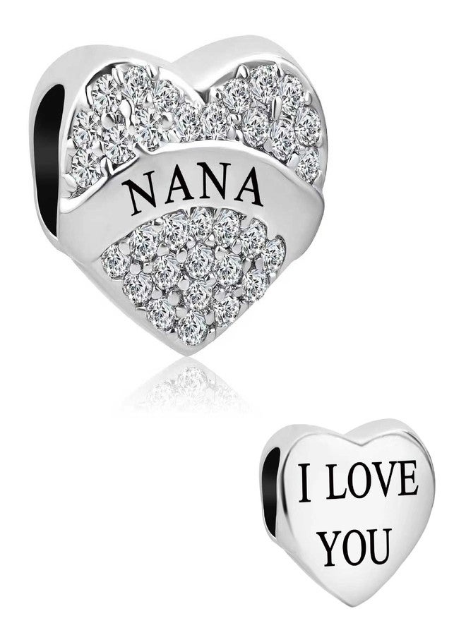 SBI Jewelry I Love You Nana Charms fits Pandora Bracelets and Necklace Pendant Heart Charm for Women Nana Jewelry Gifts from Granddaughter - Image 1