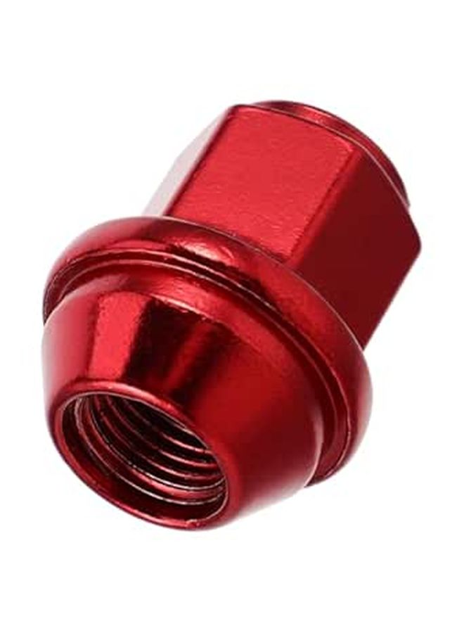 Red Solid 14x1.5 Wheel Lug Nuts 4pcs Set Heavy Duty Metal Tire Rim Covers - Image 1