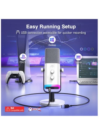 ميكروفون ألعاب FIFINE XLR/USB لبث البودكاست، ميكروفون RGB للكمبيوتر الشخصي، مع مقبض كسب، وزر كتم الصوت، ومقبس مراقبة، وميكروفون ألعاب لتسجيل وإنشاء الفيديو - AmpliGame AM8 أبيض - view 3