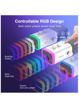 ميكروفون ألعاب FIFINE XLR/USB لبث البودكاست، ميكروفون RGB للكمبيوتر الشخصي، مع مقبض كسب، وزر كتم الصوت، ومقبس مراقبة، وميكروفون ألعاب لتسجيل وإنشاء الفيديو - AmpliGame AM8 أبيض - view 4