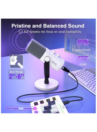 ميكروفون ألعاب FIFINE XLR/USB لبث البودكاست، ميكروفون RGB للكمبيوتر الشخصي، مع مقبض كسب، وزر كتم الصوت، ومقبس مراقبة، وميكروفون ألعاب لتسجيل وإنشاء الفيديو - AmpliGame AM8 أبيض - view 2