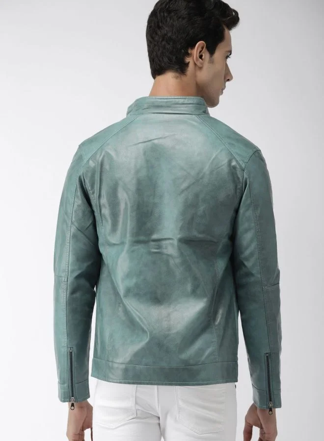 ذا انديان كراج كو The Indian Garage Co Men Slim Fit Solid Round Neck Long Sleeves Jacket