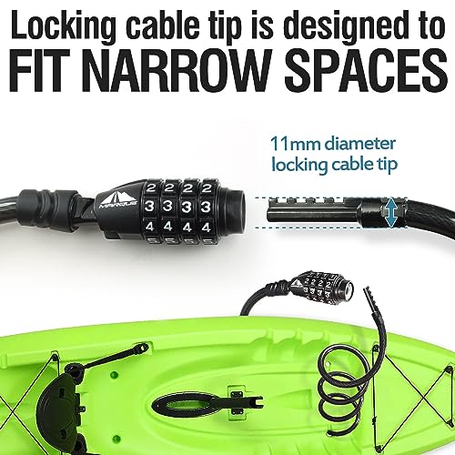 MARQUE Combination Bike Lock Cable- 3/8 inch (5FT, 10FT, 15FT, 25FT) Resettable Combination Lock, Anti-Theft Coiled Secutiry Cable for Bicycles, Kayaks, Paddle Boards, Gates and Outdoor Gear (5 FT) - Image 2