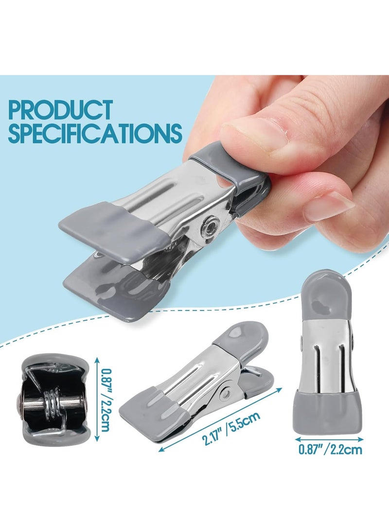 CMGTYYD Durable clothes pegs, pack of 30, 2.21-inch metal clips, suitable for drying photos, laundry, socks, food, kitchen use, stainless steel with rubber clips, grey - Image 2