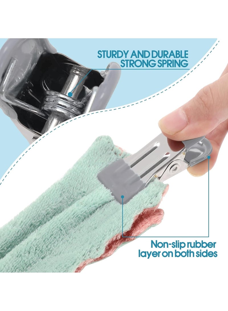 CMGTYYD Durable clothes pegs, pack of 30, 2.21-inch metal clips, suitable for drying photos, laundry, socks, food, kitchen use, stainless steel with rubber clips, grey - Image 4