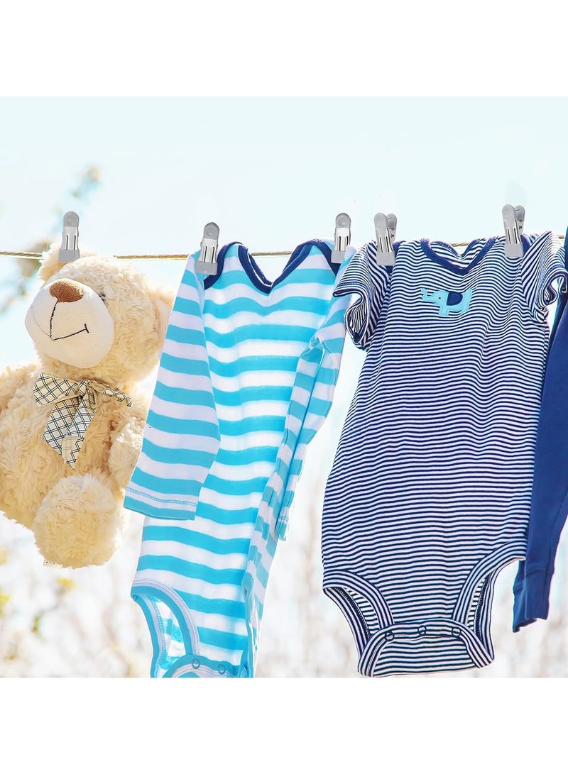 CMGTYYD Durable clothes pegs, pack of 30, 2.21-inch metal clips, suitable for drying photos, laundry, socks, food, kitchen use, stainless steel with rubber clips, grey - Image 5