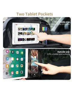 Excefore Car Backseat Organizer with Tablet Holder-2 Pack,6 Storage Pockets Car Storage Organizer with Foldable Food Tray, Car Seat Back Protectors Kick Mats Travel Accessories-Black  - Image 5