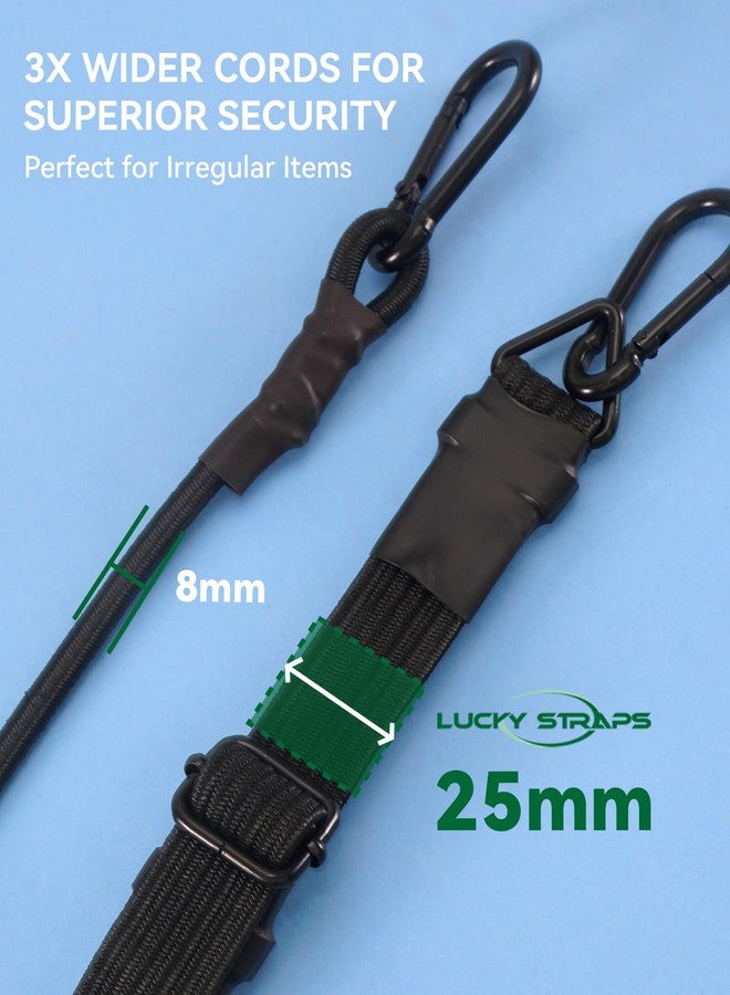 LuckyStraps 24 Inch Adjustable Carabiner Bungee Cords with 190 Lbs Max Break Strength - Adjust from 17" to 24" - Heavy Duty Flat Carabiner Bungee Straps with Upgraded Hooks for Tents, Cargo, Luggage, etc (4 Pcs) - Image 3