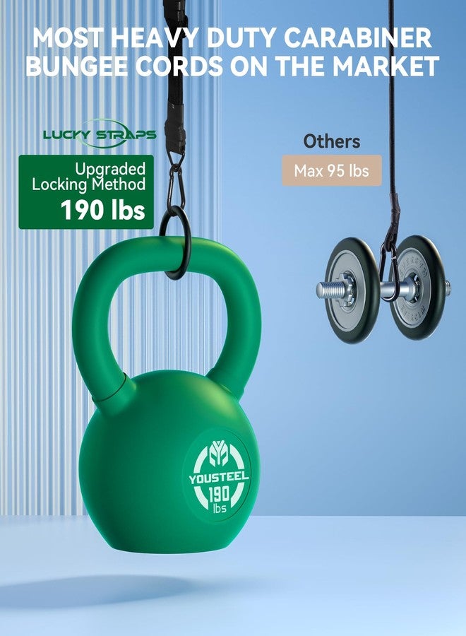 LuckyStraps 24 Inch Adjustable Carabiner Bungee Cords with 190 Lbs Max Break Strength - Adjust from 17" to 24" - Heavy Duty Flat Carabiner Bungee Straps with Upgraded Hooks for Tents, Cargo, Luggage, etc (4 Pcs) - Image 4