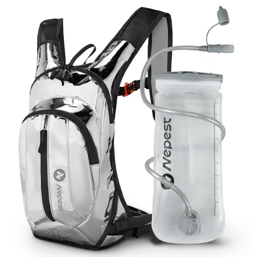 Nepest Rave Hydration Pack Backpack Festival Essential Hydropack Water Backpack with 2L Water Bladder for Hiking Cycling Running Titanium Silver - Image 1