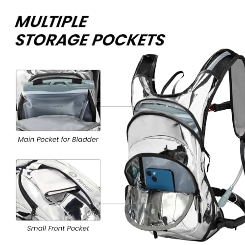 Nepest Rave Hydration Pack Backpack Festival Essential Hydropack Water Backpack with 2L Water Bladder for Hiking Cycling Running Titanium Silver - Image 3