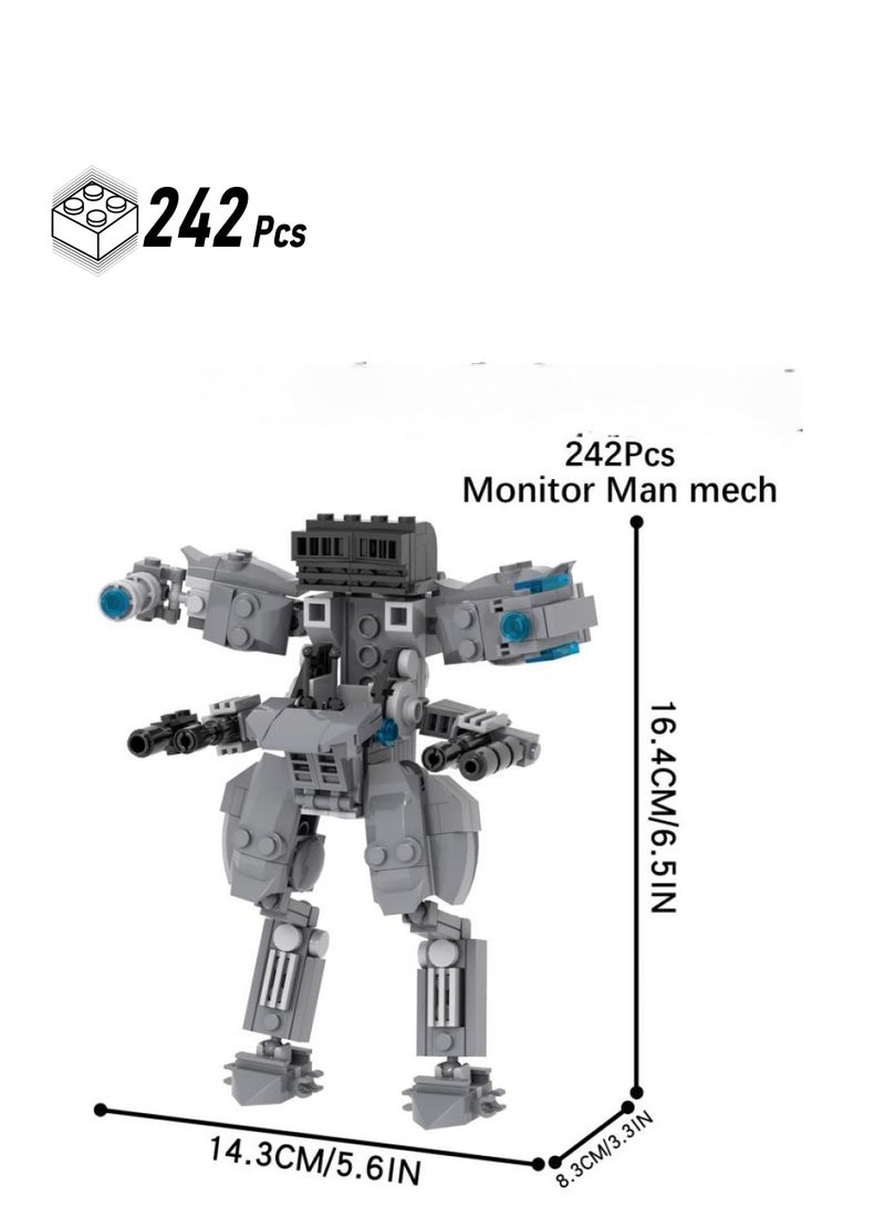 Skibidi Toilet Man Toy Building Blocks 242 Pcs Monitor Man Mech Toy Ideas Toys Battle Horror Game Model Ideas Toys Gifts for Adult & Kids