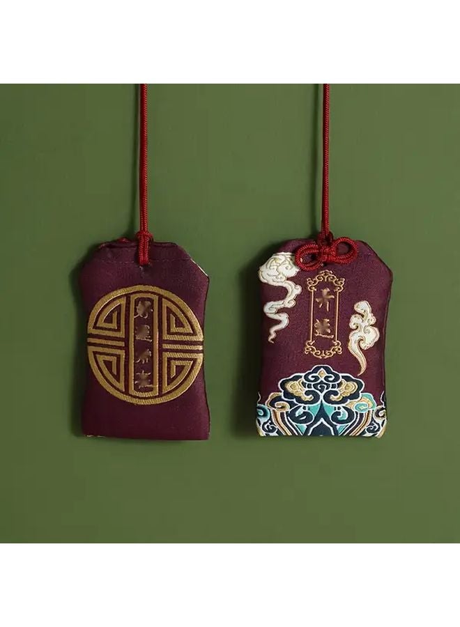 2pcs Chinese Embroidered Good Luck Sachet Tassel Purple Protection Amulet Pouch - Image 1