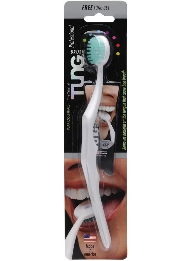 The Original TUNG Brush Tongue Cleaner with TUNG Gel Sample, Professional Tongue Scraper with Zinc Gel for Bad Breath, Multicolor
