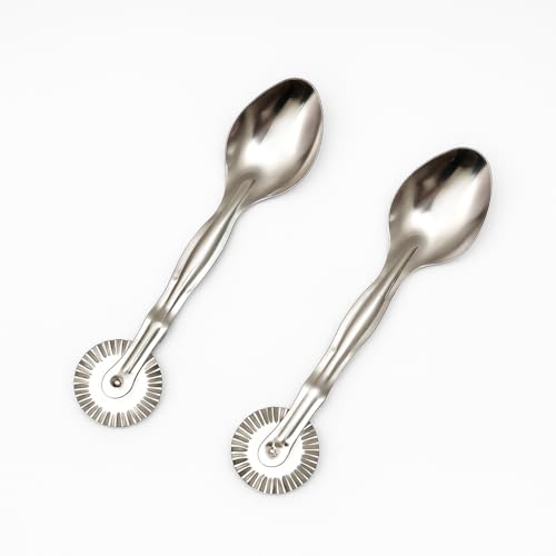 GS KITCHENWARE GS Steel Karanji Cutter Tool, Gujia/Shankarpali Cutter, 2 in 1 Steel Spoon with Cutter, Pack of 3. - Image 3