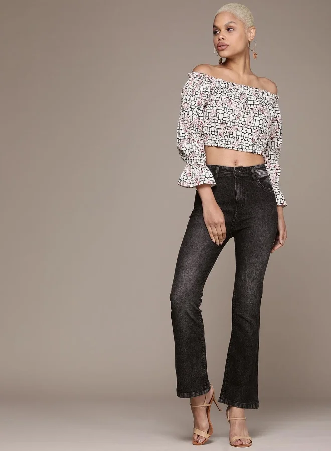 هاي ستار Women Charcoal Bootcut High-Rise Clean Look Stretchable Jeans