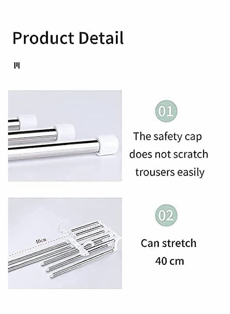 5 in 1 Foldable Hangers for Clothes Hanging Multi-Layer Multi Purpose Pant Hangers for Wardrobe Magic Foldable Hanger Space Saving Stainless Steel Cloth Hanger for Trousers, Jeans - Image 2