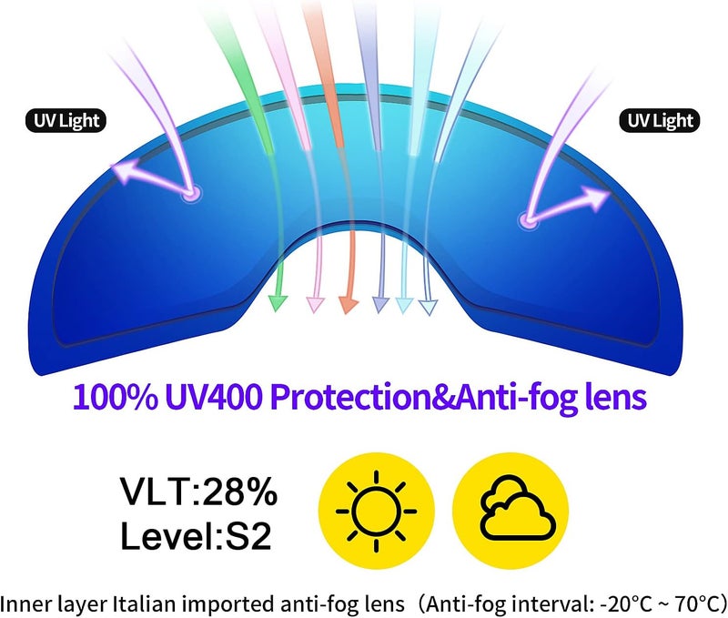 Supertrip Snow Ski Goggles Anti-Fog 100% UV Protection Snowboard Skiing Goggles - Image 2