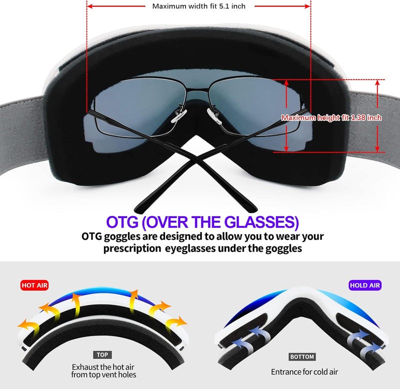Supertrip Snow Ski Goggles Anti-Fog 100% UV Protection Snowboard Skiing Goggles - Image 5