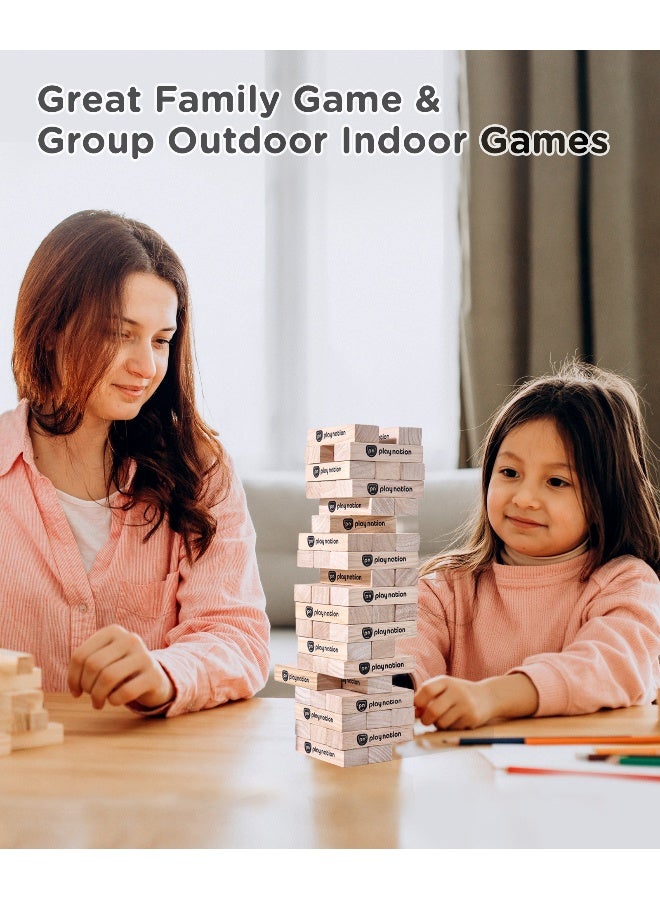 PlayNation Play Nation Montessori 54-Piece Wooden Tumbling Tower Game, Classic Family Stacking Blocks Set, Safe Smooth Edges for Concentration and Skills Development - 5+ Years - Image 4