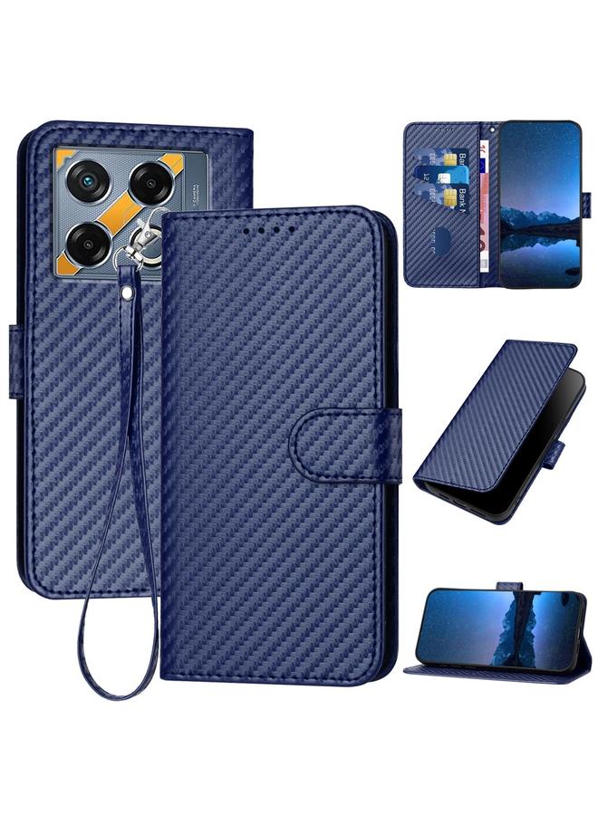 اس-توب جراب لهاتف Infinix GT 20 Pro YX0070 مصنوع من ألياف الكربون ومشبك من الجلد مع حبل تعليق - Image 1