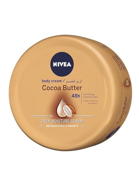 NIVEA Body Cream Nourishing Dry Skin, Cocoa Butter Vitamin E, Jar 200ml