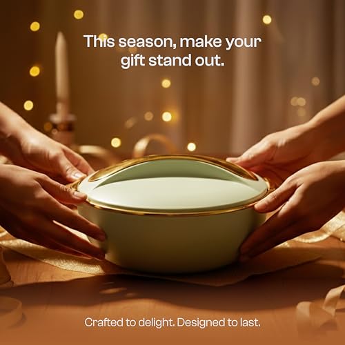 Pinnacle Picasso Luxe Insulated Casserole Golden Edition with Stainless Steel Interior |Hot Pot Keeps Food Hot & Cold for Hours | Hot Box for Kitchen | Gift Casseroles with Lid (Luxe Pistachio, 3000 ml) - Image 5