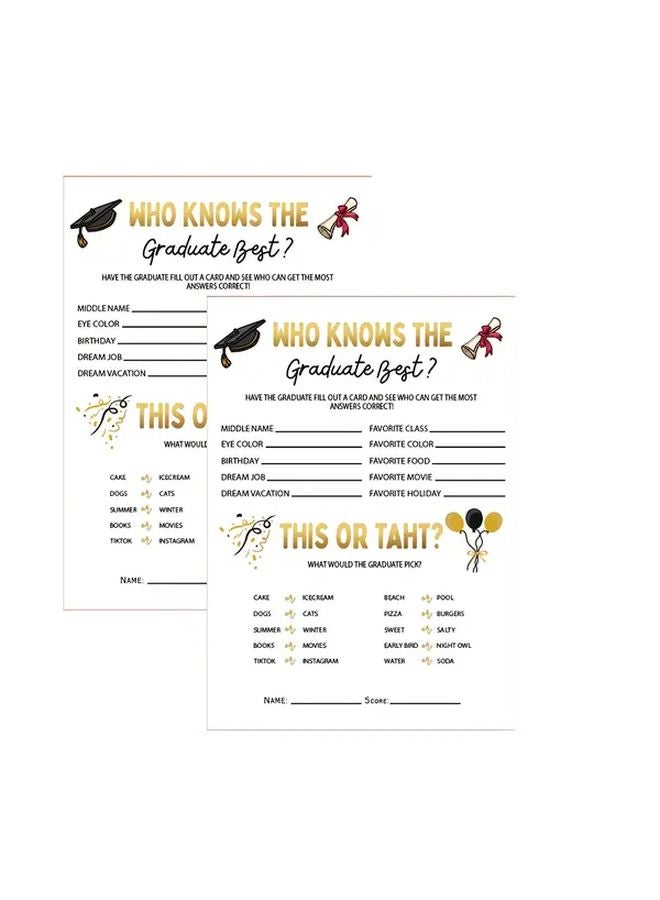 25 قطعة من بطاقات لعبة حفل التخرج - من يعرف الخريج أفضل؟ - إنهاء غير لامع - الإنجليزية - Image 2