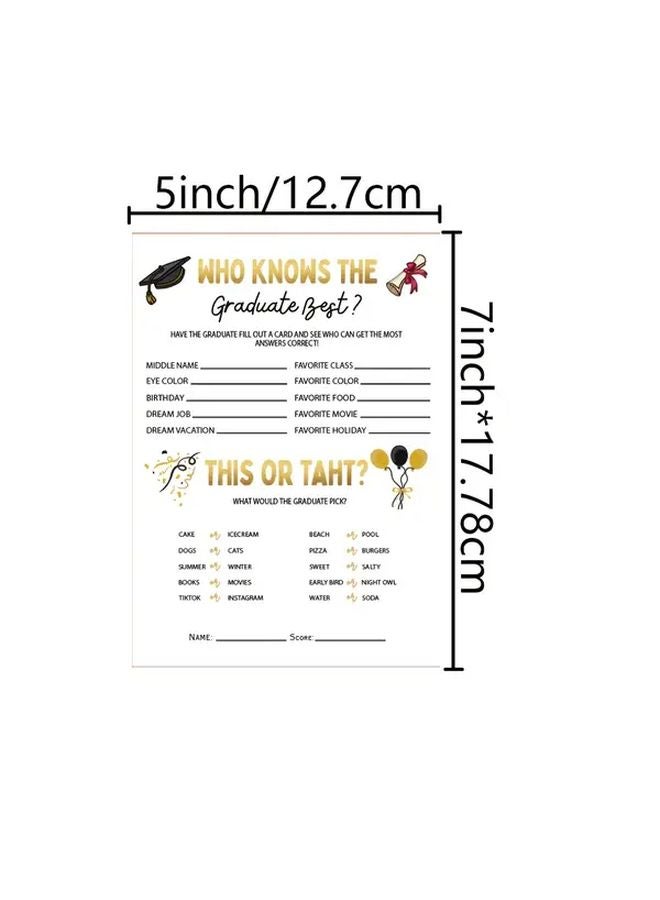 25 قطعة من بطاقات لعبة حفل التخرج - من يعرف الخريج أفضل؟ - إنهاء غير لامع - الإنجليزية - Image 3