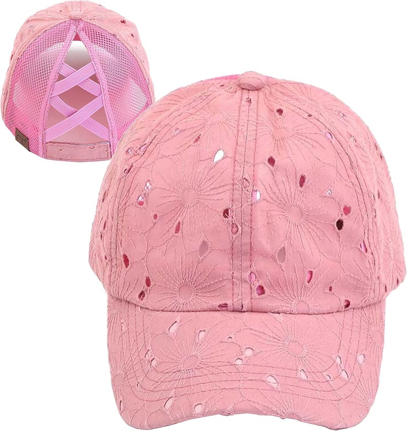 Funky Junque Ponytail Hat for Women - Baseball Cap with Adjustable Fit & High Pony Tail Criss Cross Back for Everyday Wear - Image 1