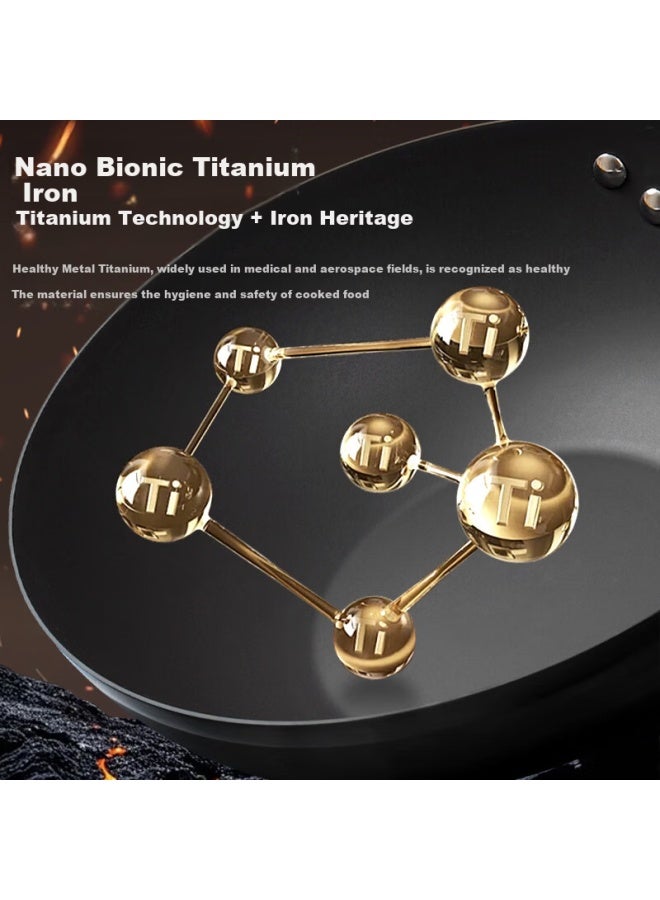 Olofe Titanium Iron Wok 32cm Lightweight Non-coated Home Cooking Pan Blacksmith Cast Iron Heat Shield - Image 5