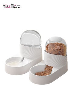 MissTiara 2 Piece Large Capacity Gravity Pet Bowl Automatic Pet Feeder and Water Dispenser Set  - Image 1