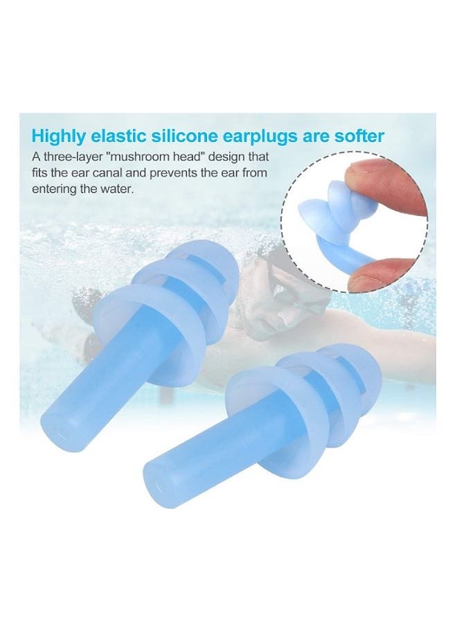 Cuken 6 Pairs Swimming Earplugs Reusable Ear Plugs, Waterproof Hypoallergenic Noise Reduction Earplugs for Hearing Protection, Suitable for Sleeping, Snoring, Swimming, Concerts Case Green Orange and Light Blue  - Image 4